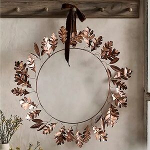 NEW Anthropologie x Terrain Copper Oak Leaves Wreath, 21”